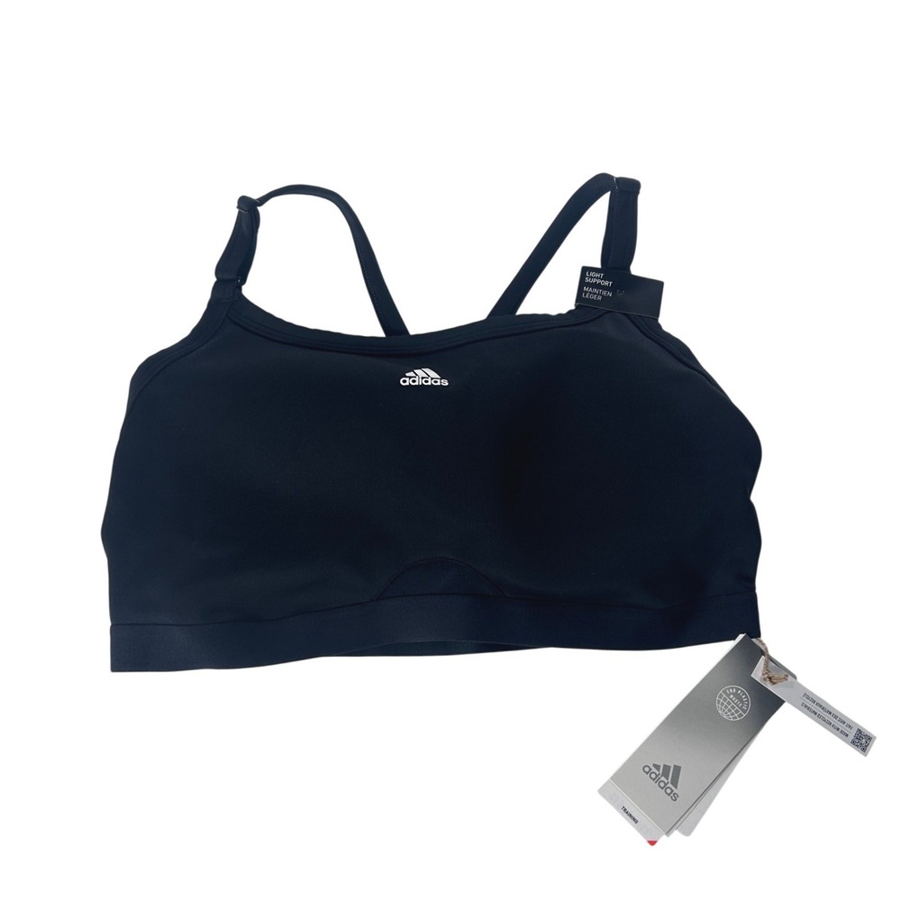 Adidas Aeroreact LS P Light Support Sports Bra Black HB9884 Women Size LD-DD NWT